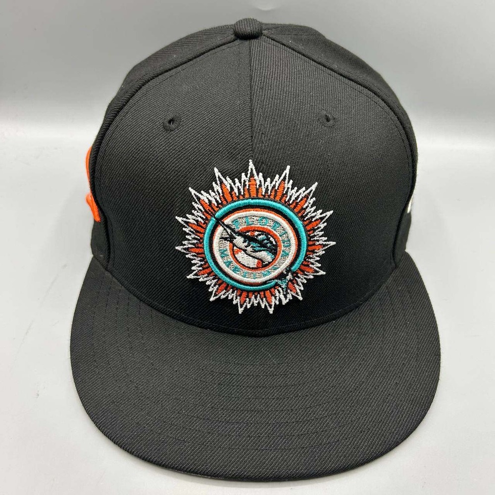 Florida Marlins MLB Hat Men 7 5/8 Black 59Fifty New Era Fitted Cap Wool